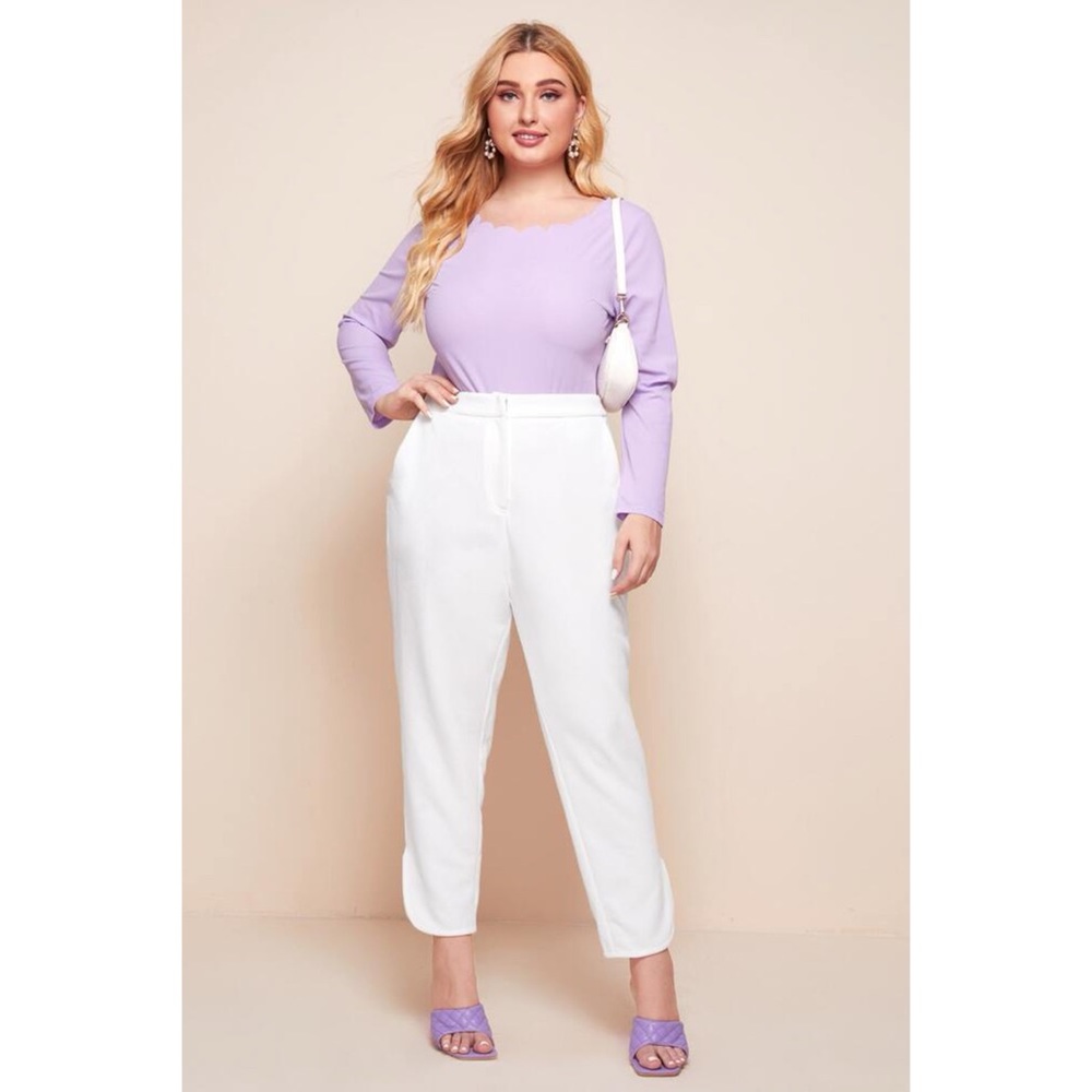 SHEIN Plus Split Hem Slant Pocket Pants